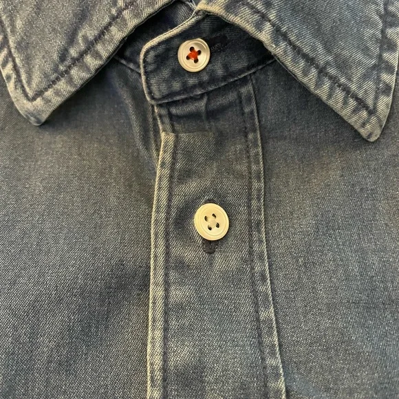 Faconnable Vintage Soft Denim Patch Pocket Field Shirt in Blue Size XL - Picture 4 of 6